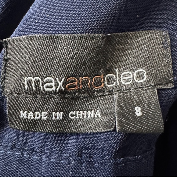 Max and Cleo Navy Blue Sleeveless Silk Midi Dress Size 8 - Picture 5 of 8